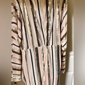 Striped Split Maxi Dress with Kimono sleeves Like new. All SALES ARE FINAL